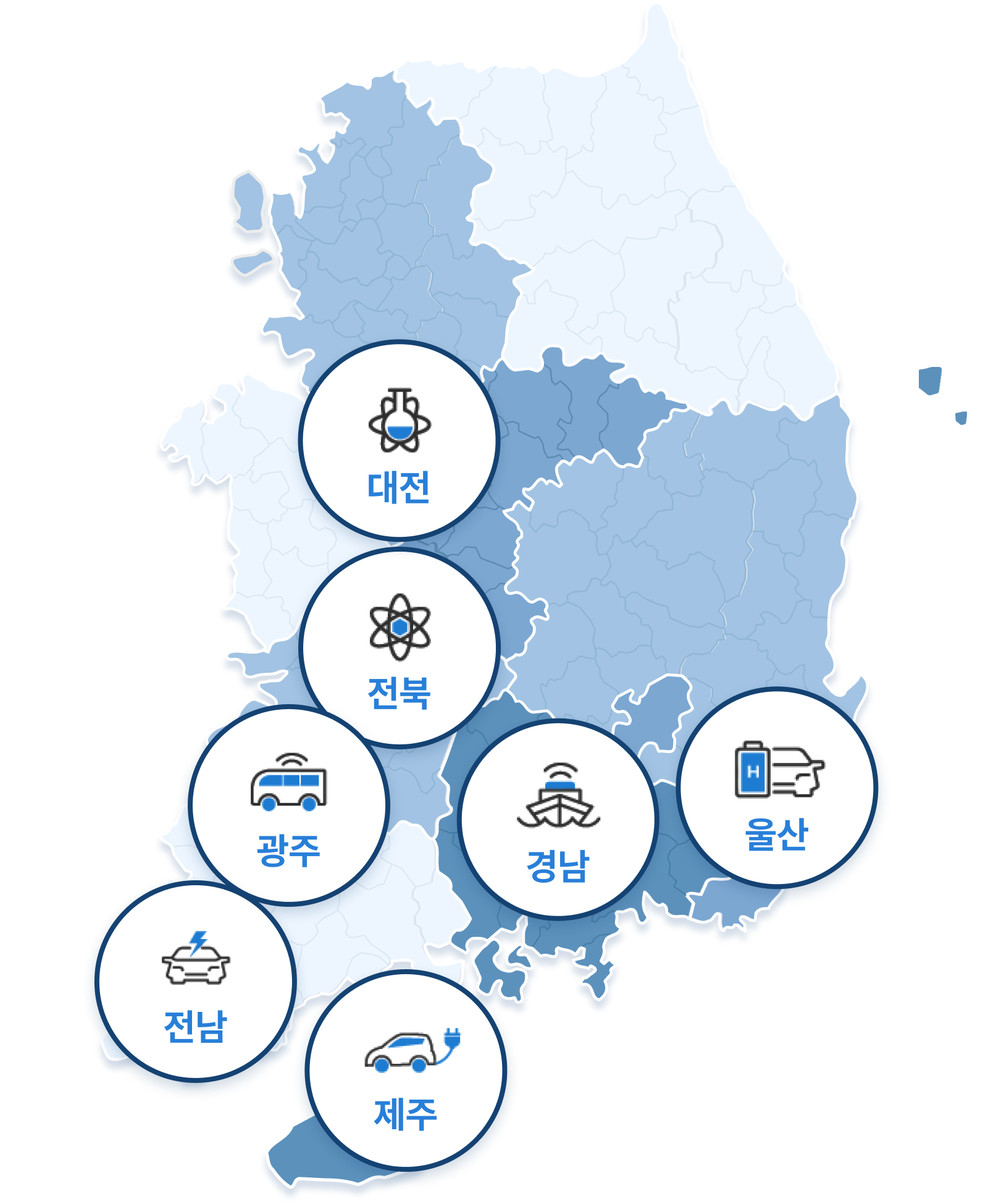 전국지도(광주, 대전, 울산, 전북, 전남, 경남, 제주)