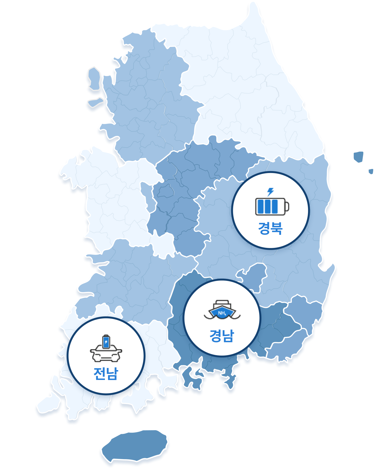 전국지도(전남, 경북, 경남)
