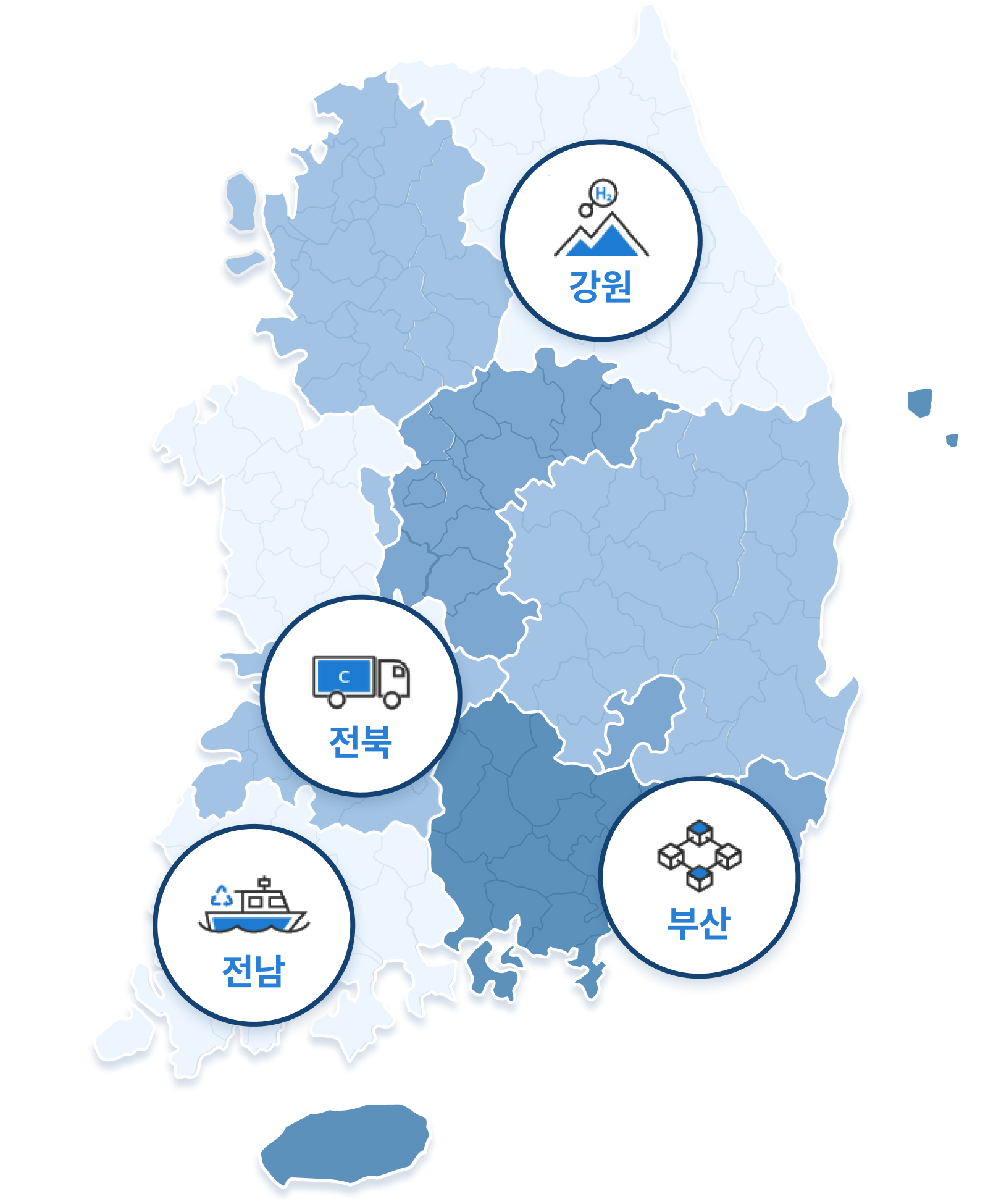 전국지도(강원, 전남, 전북, 부산)